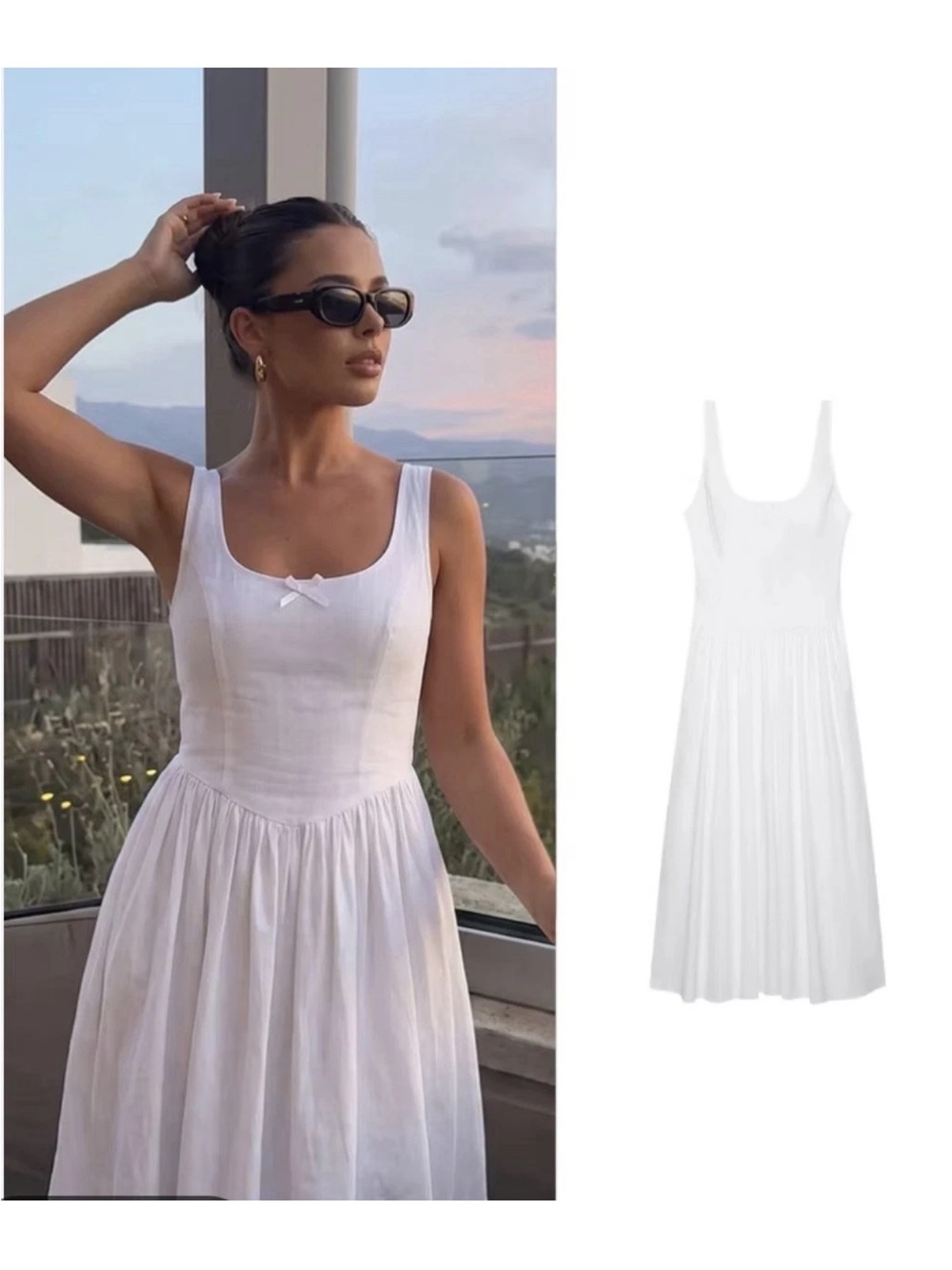 ZARA CORSET-STYLE POPLIN MIDI DRESS - Picture 15 of 16